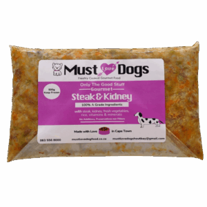 must love dogs, must love dog food, pet food, steak & kidney 500g